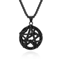 Vintage black pentagram pendant with a serpent wrap design on a matching chain - Black Style