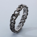 Pulsera Cuban de 18 mm para hombre en acero inoxidable con grabados vintage color gris oscuro - 22cm / Color gunmetal