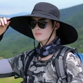Men's outdoor sun hat in black featuring a wide brim and breathable mesh ventilation - 15cm Large Brim Black