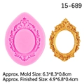 Pink silicone mold with vintage baroque frame relief for fondant and chocolate decor - 15-689 Pink