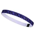 Elastic yoga headband with purple and blue abstract wave pattern and non-slip silicone - Sketch Blue