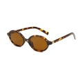 Vintage oval tortoiseshell sunglasses with brown lenses and golden metal hinge detail - Leopard Frame Tea Lens