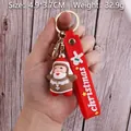Santa Claus PVC keychain with brown coat, red silicone strap and gold metal clasp charm - Santa Claus-12
