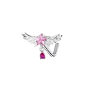 Piercing al naso a L in argento con ali di zircone rosa e cristallo a goccia rosso - Stile Pendente a Goccia d'acqua con Stella Rosa e Ali (24030802-7)