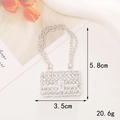 Detail view of silver rhinestone bag pendant charm with dimensions 5.8cm x 3.5cm - D712 Full Rhinestone Bag (Silver)