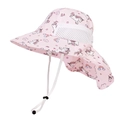 Kids quick-dry sun hat with neck flap, pink unicorn print and breathable mesh panels - Size S (46-50CM) / Pink Unicorn