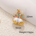 Detail view of 22mm gold plated Christmas bell charm with colorful cubic zirconia - White Bell