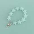 Cute light green frosted star bead keychain with silver metal lobster clasp on green base - Light Green Frosted Star Style (B344-4)