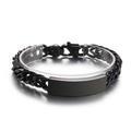 Men's black stainless steel Cuban link bracelet featuring a rectangular polished plate - Black Decorative Clasp (KB162517-Z)