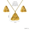 Parure en acier inoxydable plaqué or 18 carats avec collier pendentif cœur et boucles - Parure Cœur Texturée Relief (ZS1538G)