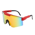 Red splatter frame cycling sunglasses with gradient mirror lenses and wide field of view - C09 Red Black Splatter
