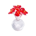 Elegant red crystal flower bouquet ornament with clear faceted spherical base - 6 Round Petal Flowers-Red