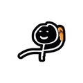 Funny stickman enamel pin with orange flip-flop accessory on a white background - Stick Figure Holding Slipper Style(QHXZ2001)