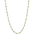 Detail of a minimalist gold link chain necklace with polished green enamel beads - Gold Chain Green Beads (SL030)