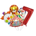 Ballons de cirque avec lion, zèbre, clown et chiffre 7 pour décoration d'anniversaire - Ensemble à Thème de Cirque (Numéro Sept)