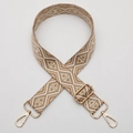 Adjustable wide replacement bag strap with geometric diamond pattern in beige and earth tones - No. 690 Gold Hook