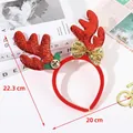 Sparkly red and gold Christmas reindeer antler headband with bells and sequins - Style 6 (Red Antlers + Bow + Bell)