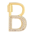 Ciondolo lettera B dorato con intarsio in zirconia e chiusura a vite - Lettera B