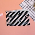 Translucent zipper bag with soccer pattern and white zipper on pink background - Pattern 8-Football