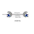 Silver finish moon and star nipple ring with blue rhinestones and detailed size dimensions - Moon Star Blue Rhinestone