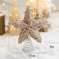 Golden glitter star tree topper with 18cm height and spiral base for Christmas tree - 15cm Champagne Little Star