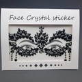 DIY black acrylic face crystal sticker with elegant eye mask design on white card - 1060