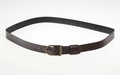 Deep brown leather belt with vintage bronze D-ring buckle and textured finish on white background - 56-58cm / Dark Brown Bronze D-Ring Buckle Leather Belt (AB12)