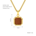 18K gold plated stainless steel necklace with octagonal brown sandstone pendant - Gold - Aventurine