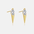 Détail de boucles d'oreilles dorées avec cristaux marquise et pointes géométriques - Argent 925 / Or 18K Pierre Blanche