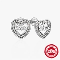 Elegant 925 sterling silver heart-shaped stud earrings featuring a Sister script design - Sister-Micro-set White Zirconia