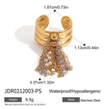 Offener Ring aus 18k vergoldetem Edelstahl mit Lagen-Design und Perlenketten-Quasten - Gold und Silber Gemischte Quaste (JDR0212003-PS)