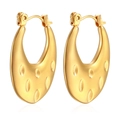 Elegante 18K vergulde roestvrijstalen ovale oorbellen met een gestructureerd stippatroon - Kuiltje Druppel Goud (MS-263)