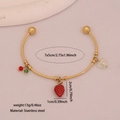 Bracciale rigido dorato in acciaio inossidabile con ciondoli a fragola e farfalla stile - Stile Fragola Farfalla (3#)