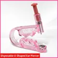 Pink semi-transparent disposable ear piercing gun with a sterile stainless steel stud - Pink Round Head Ear Piercer