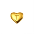 Polished gold heart charm pendant with engraved capital letter T and high gloss finish - Letter T Style (S-P143-T)