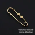 Elegant gold safety pin waist adjuster with dual shiny four-leaf clover charms 4.5cm - Gold Four-leaf Clover Style