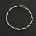 Men's silver-tone stainless steel sunflower seed chain bracelet with lobster clasp - 21cm / Silver/3.0mm Sunflower Seed Chain