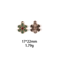 Detail of green snowflake DIY charm with red rhinestones measuring 17x22mm - Style 14-Red Rhinestone Green Snowflake
