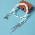 1.5mm white braided wax cord necklace with silver lobster clasp and extension chain - White