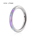 Nasenring aus G23 Titan mit blau-lilafarbenem Opal-Inlay auf poliertem Silberband - Seitlich Eingelegter Lila Blauer Opal / 1,2*8mm