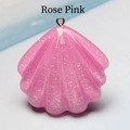 Rozerode hars schelphanger met glitters en zilveren ring voor DIY-sieraden maken - Rozerood