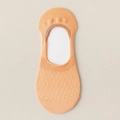 Breathable pale orange low cut invisible cotton boat socks with diamond mesh texture - Rhombus Mesh Invisible Women Socks / Orange