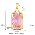 Pink oval gemstone pendant with gold-plated setting and white zircon accents - Pink/Oval