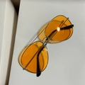 Silver metal aviator sunglasses with retro orange transparent lenses and double bridge - Silver Frame Orange Yellow Lens