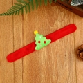 Christmas slap bracelet featuring a red plush strap and a green decorated festive tree - Cute Cartoon Tree
