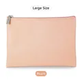 Large flesh pink PU leather cosmetic pouch with minimalist Saffiano texture and zipper - Large Nude Pink