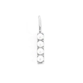 Vertical silver stainless steel pendant with four white pearls on a white background - Letter I / Steel