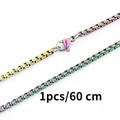 Rainbow plated stainless steel box chain necklace with lobster clasp 60cm length - 3MM Width / 60CM Length / Colorful