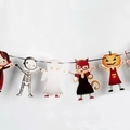 Banderole d'Halloween en papier avec personnages de vampire, fantôme et citrouille - Personnages de Lettres de Squelette d'Halloween
