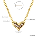 Especificaciones detalladas del collar de corazón en acero inoxidable dorado con circonia - Estilo de Corazón con Incrustaciones de Diamantes Dorado (NE2C1002G)